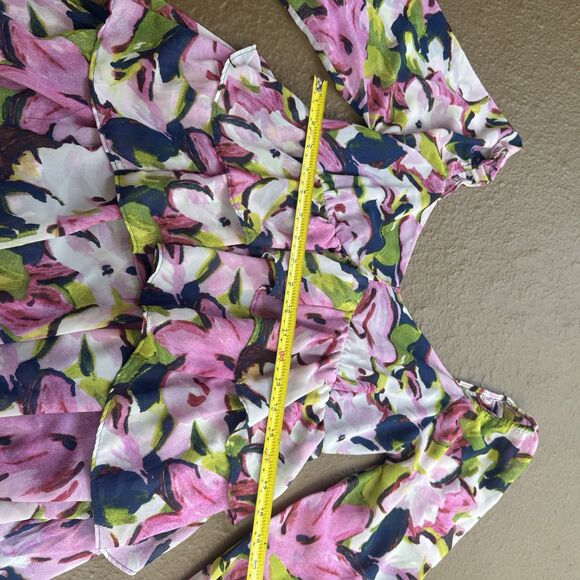 Abercrombie & Fitch Dress  Size M Tiered Chiffon Babydoll Floral Y2K Boho Hippie - Picture 4 of 15